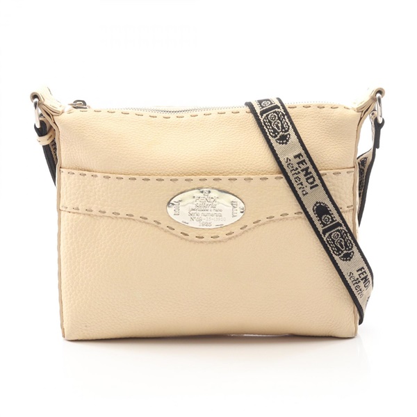 FENDI Selleria Shoulder crossbody Bag leather Beige Used Women