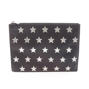 SAINT LAURENT PARIS business clutch bag 397295 leather Black Silver Used