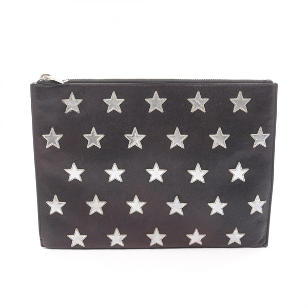 SAINT LAURENT PARIS business clutch bag 397295 leather Black Silver Used