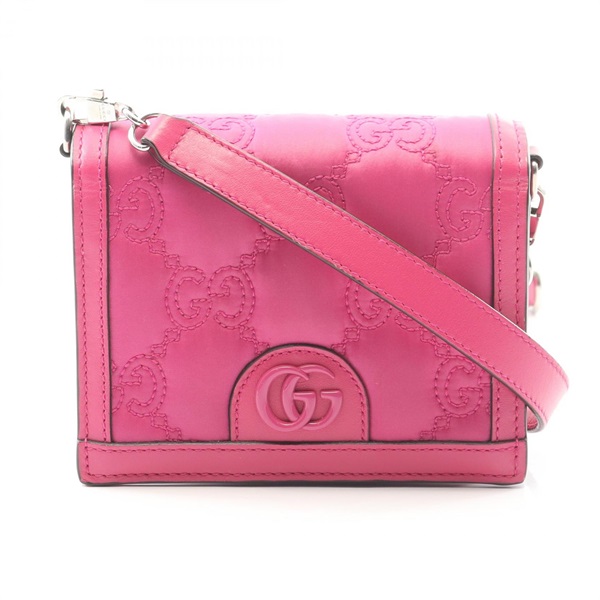 GUCCI GG Matelasse Mini Crossbody Shoulder Bag 723777 Nylon leather Pink Used