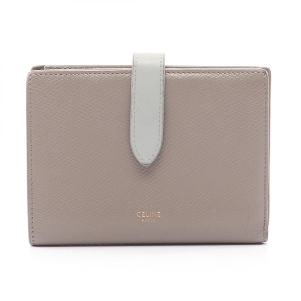 CELINE Medium strap Bi-fold wallet purse 10B643BFP leather Gray Blue Used Women