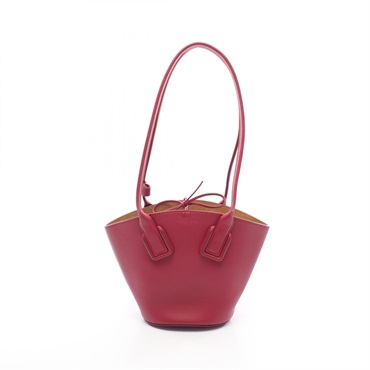 BOTTEGA VENETA Small basket Shoulder Bag 592133 leather Bordeaux Used Women