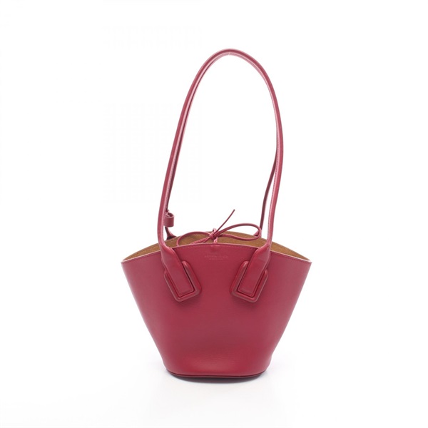 BOTTEGA VENETA Small basket Shoulder Bag 592133 leather Bordeaux Used Women