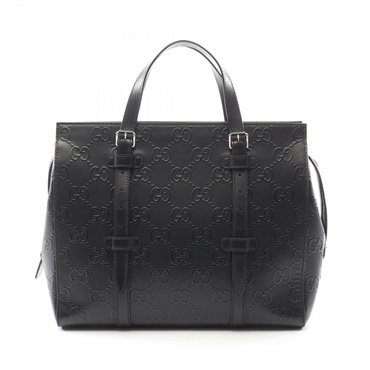 GUCCI GG Emboss Tote Handbag 625774 leather Black Used mens
