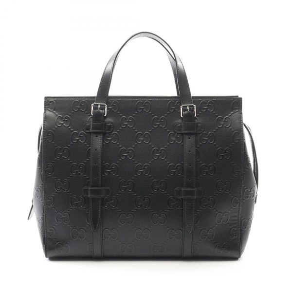GUCCI GG Emboss Tote Handbag 625774 leather Black Used mens