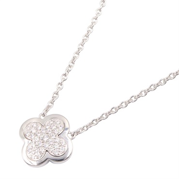Van Cleef & Arpels Pure Alhambra Diamond Necklace 18KWG White Gold Used Women