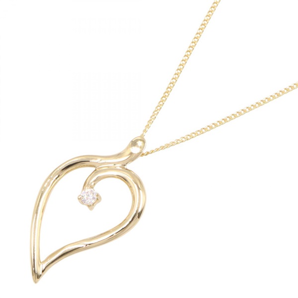 TIFFANY＆CO Open Leaf 1PD Diamond Necklace Pendant 18KYG Yellow Gold Used 46㎝