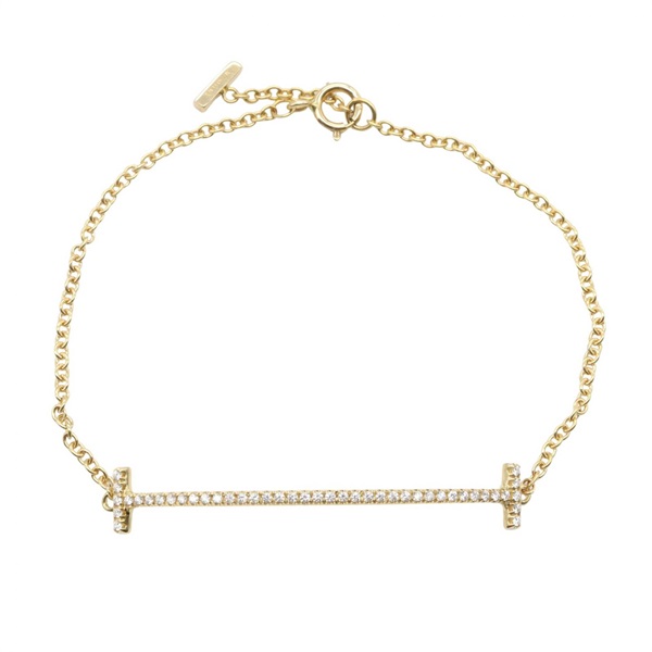 TIFFANY＆CO T Smile Small Diamond chain Bracelet 15cm 18KYG Used Women