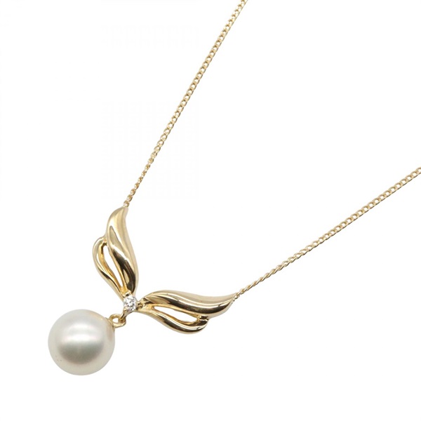 TASAKI Pearl Diamond Necklace 18KYG Yellow Gold White Used women