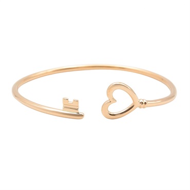 TIFFANY＆CO Heart Key Wire Bracelet Bangle 18KRG Pink Rose Gold Used Women