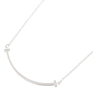 TIFFANY＆CO T Smile Small Necklace Pendant 18KWG White Gold Used women