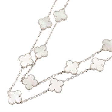 Van Cleef & Arpels Vintage Alhambra 20 motif Necklace 18KWG Gold Mother of pearl