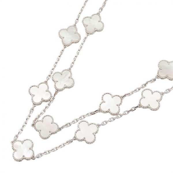 Van Cleef & Arpels Vintage Alhambra 20 motif Necklace 18KWG Gold Mother of pearl