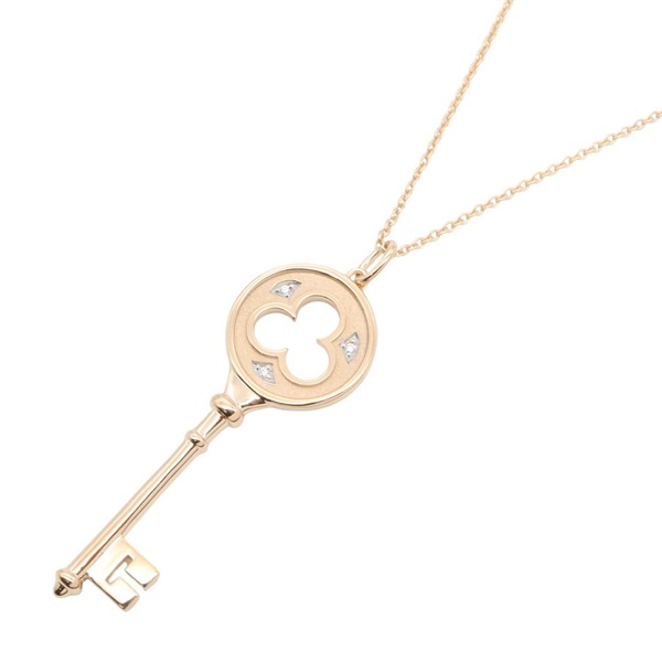 TIFFANY＆CO Clover Key 3P Diamond Necklace 18KPG Pink Rose Gold Used women