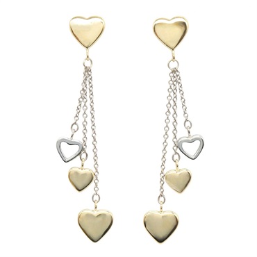 TIFFANY＆CO Multi Heart Drop Pierced earrings 18KYWG Gold Used Women