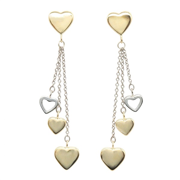 TIFFANY＆CO Multi Heart Drop Pierced earrings 18KYWG Gold Used Women