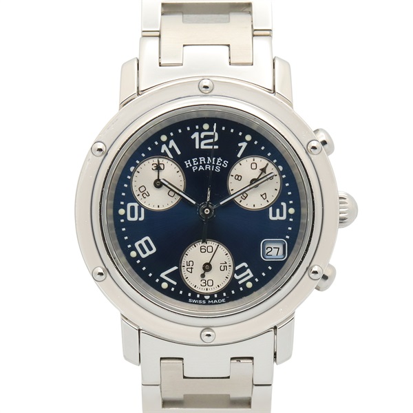 HERMES Clipper chrono Wrist Watch CL1.310 Quartz Stainless Steel Used Women