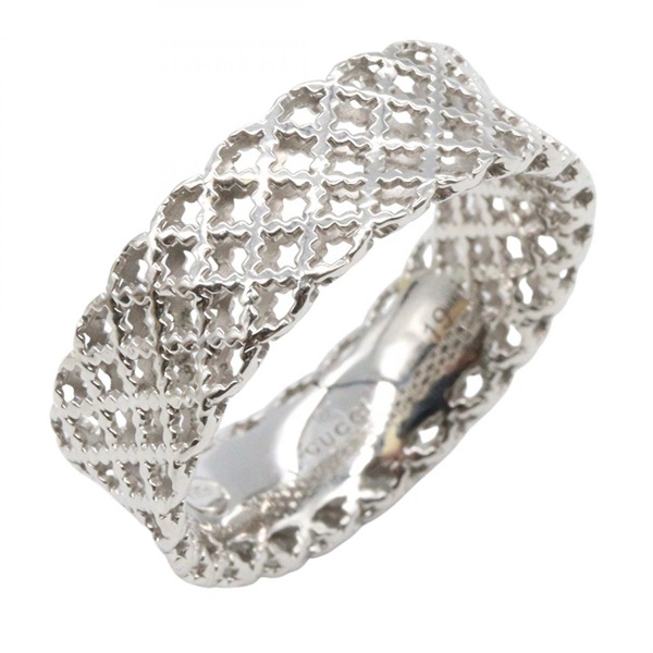 GUCCI Diamantissima Ring 18KWG White Gold Used #19 Unisex US Size 8.5