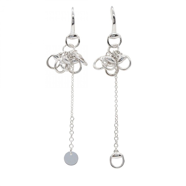 GUCCI Horsebit Drop Hook Pierced earrings 18KWG White Gold Used Women