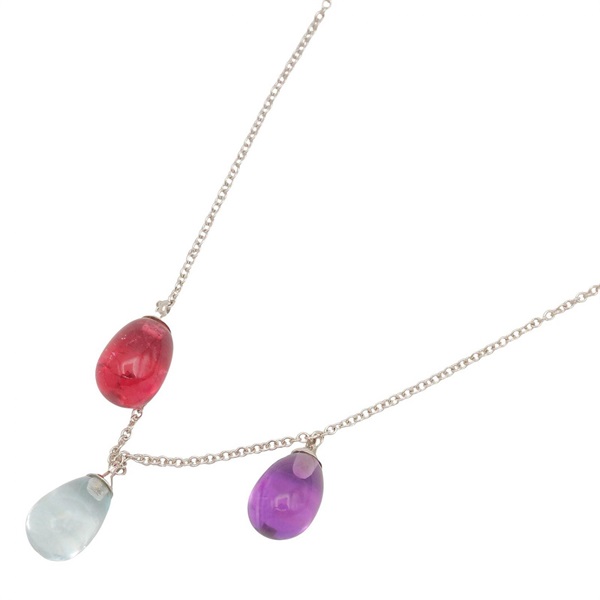 TIFFANY＆CO Rainbow Drop Necklace 18KWG White Gold Amethyst Gemstones Used Women