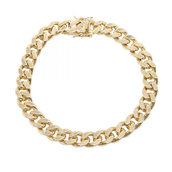 JEWELRY Single 2 Side Flat Link Chain Bracelet 18KYG Yellow Gold Used 19㎝