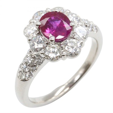 JEWELRY Ruby Diamond Ring Pt900 Platinum Red Used Women US size 5.75
