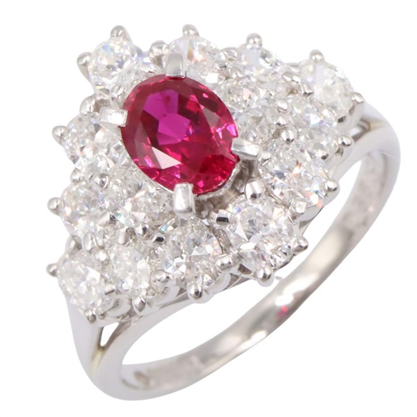 JEWELRY Pink Sapphire Diamond Ring Pt900 Platinum Used women US size 6