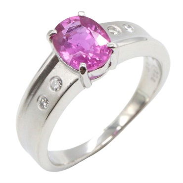 JEWELRY Pink Sapphire Diamond Ring Pt900 Platinum Used women US size 5.5