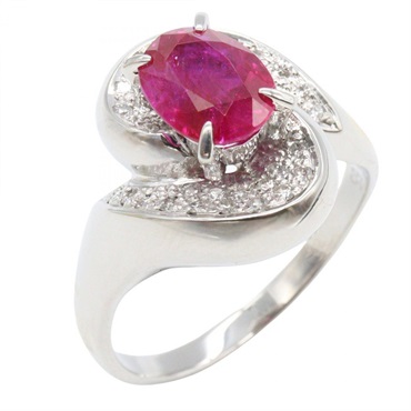 JEWELRY Ruby Diamond Ring Pt900 Platinum Red Used Women US Size 10