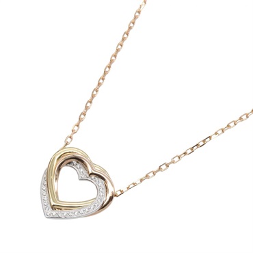 CARTIER Trinity Heart Diamond Necklace 18KYRG Yellow Pink Rose Gold Used Women