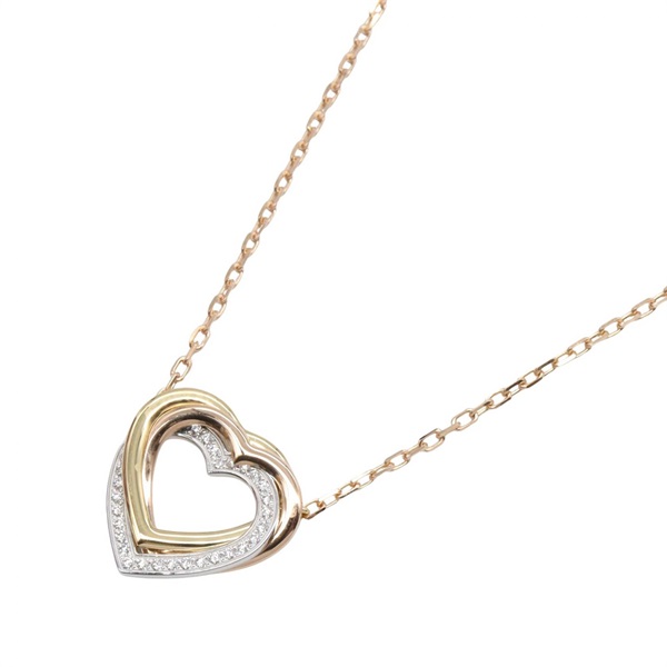 CARTIER Trinity Heart Diamond Necklace 18KYRG Yellow Pink Rose Gold Used Women
