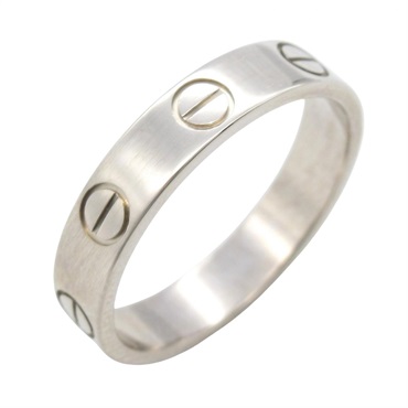 CARTIER Mini Love Ring US size #4.75 #49 18KWG White Gold Used Women