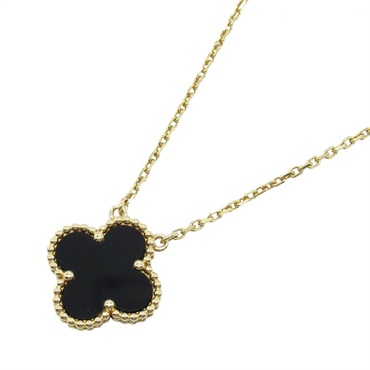 Van Cleef & Arpels Vintage Alhambra Onyx Necklace 18KYG Gold Black Used Women