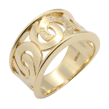 CELINE Logo Ring 18KYG Yellow Gold Used Women US Size 6
