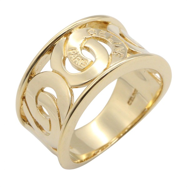CELINE Logo Ring 18KYG Yellow Gold Used Women US Size 6