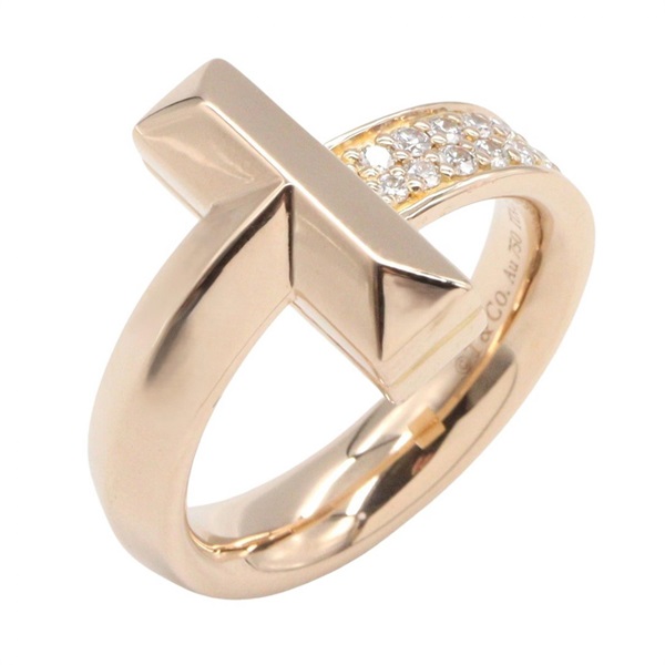 TIFFANY＆CO T One Diamond Ring 18KRG Pink Rose Gold Used Women US Size 4.5
