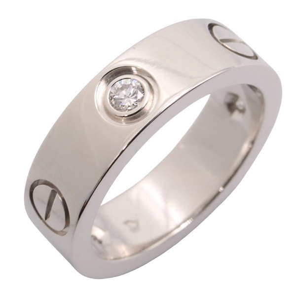 CARTIER Love ring 3P Diamond 18KWG White Gold Used women US size 5 #50