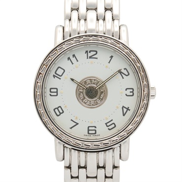 HERMES Sellier Wrist Watch SE4.210 Quartz Stainless Steel Used Women