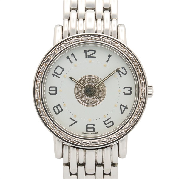 HERMES Sellier Wrist Watch SE4.210 Quartz Stainless Steel Used Women
