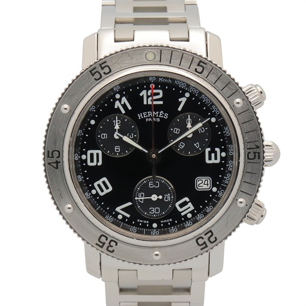 HERMES Clipper Diver Chrono Wrist Watch CL2.910 Quartz Stainless Steel Used mens