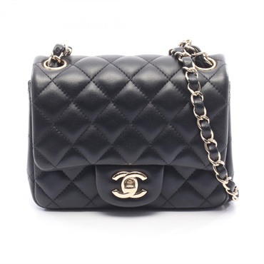 CHANEL Mini Matelasse Chain Shoulder Bag A35200 Lamb leather Black Used SHW CC