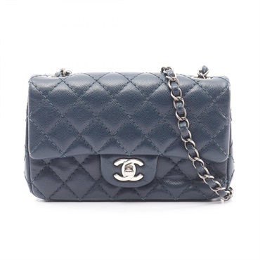 CHANEL Mini Matelasse 20 chain Shoulder Bag A69900 leather Blue Used SHW CC