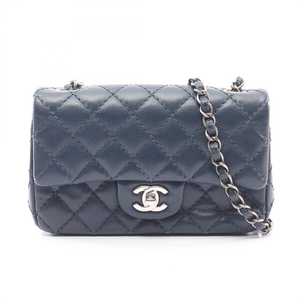 CHANEL Mini Matelasse 20 chain Shoulder Bag A69900 leather Blue Used SHW CC