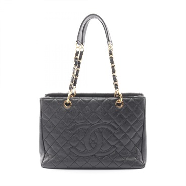 CHANEL Matelasse Grand Shopping GST Tote Bag A50995 leather Black Used Women GHW