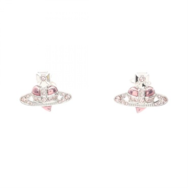 Vivienne Westwood NEW DIAMANTE HEART Pierced Earrings SS Rhinestone Pink NEW