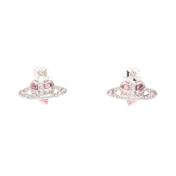 Vivienne Westwood NEW DIAMANTE HEART Pierced Earrings SS Rhinestone Pink NEW