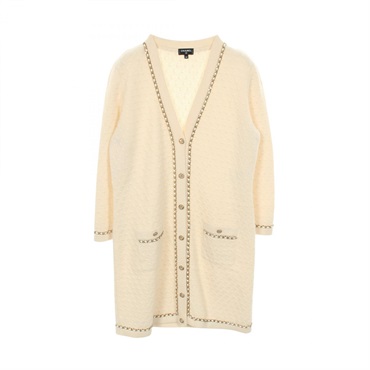 CHANEL COCO Mark button cardigan P75677K10893 cashmere White #38 Used Women