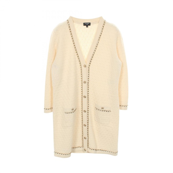 CHANEL COCO Mark button cardigan P75677K10893 cashmere White #38 Used Women