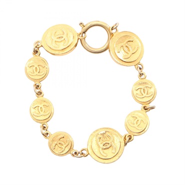 CHANEL COCO Mark Bracelet Gold Plated Gold Used Women CC Logo