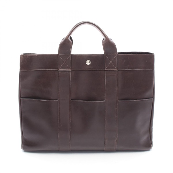 HERMES Fourre-tout MM Tote hand Bag F Evercalf leather Havane Used Women SHW